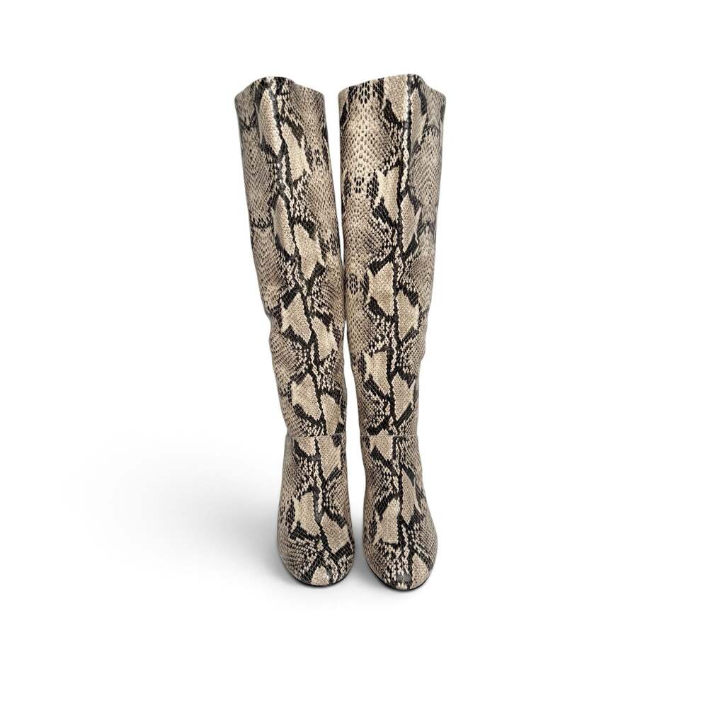 Cole Haan Glenda Snake-Embossed Knee-High Block Heel Boots